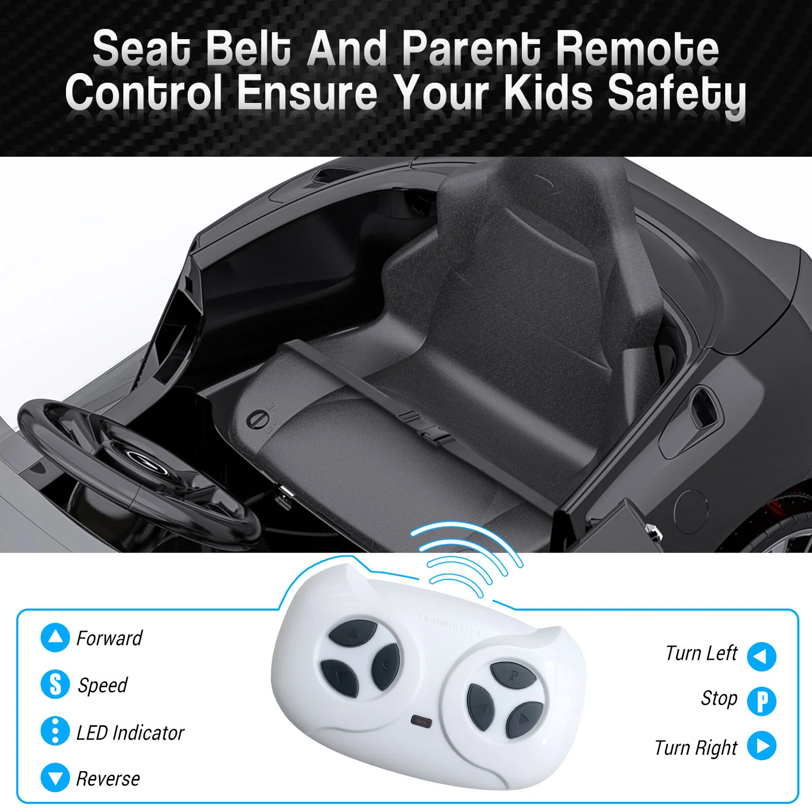 Double Door 12V Electric Ride-On Car for Kids with 2 Speed Options - Image 9