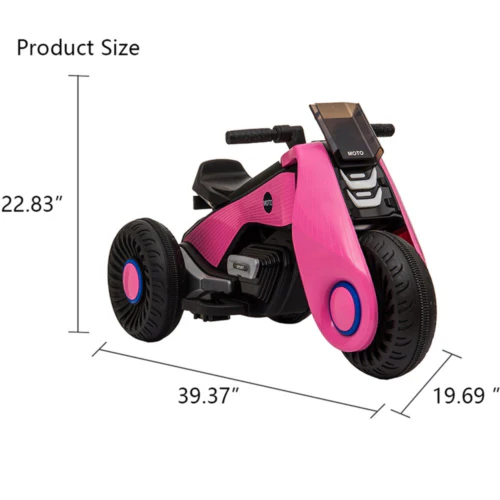 Double the Fun: Pink 3-Wheel Electric Motorcycle for Kids - Image 2