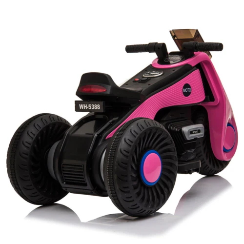 Double the Fun: Pink 3-Wheel Electric Motorcycle for Kids - Image 8