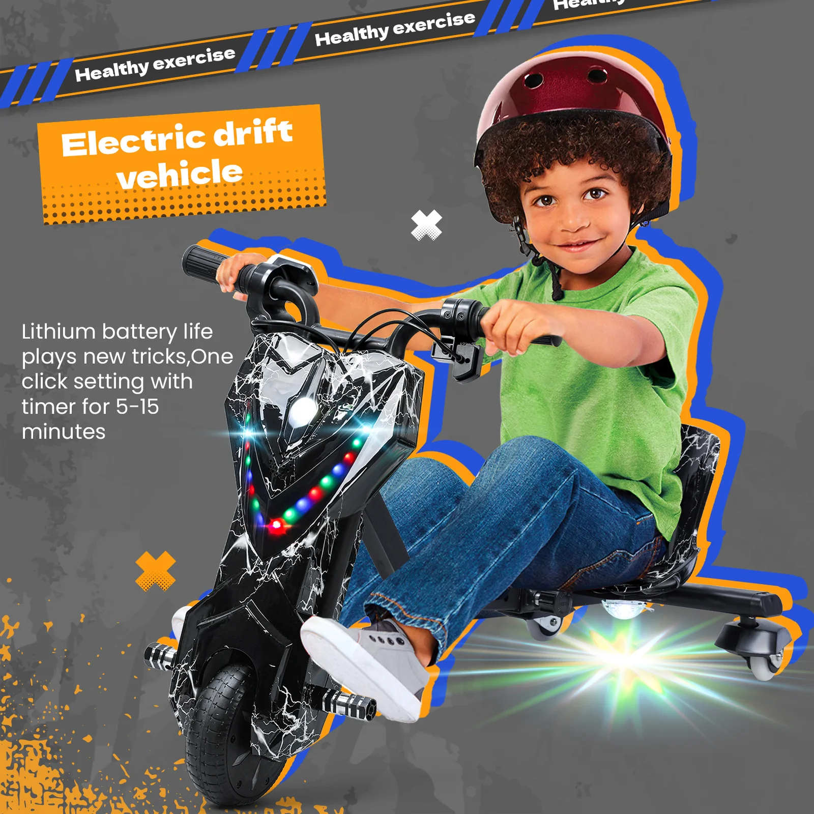 Big Wheel Kids Drift Tricycle with Smooth Drifting Wheels - Image 8