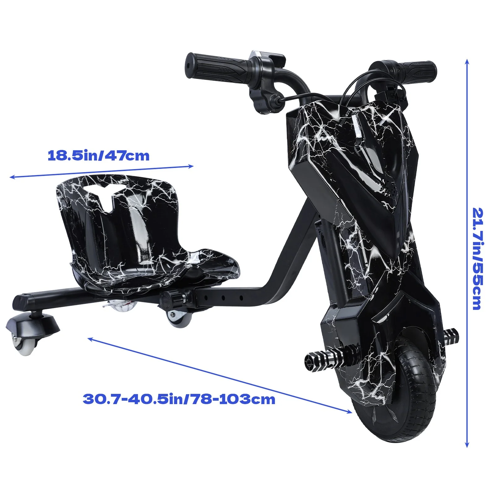 Drift Trike Ride-On Tricycle with Adjustable Seat for Kids Ages 8 and Up - Image 2