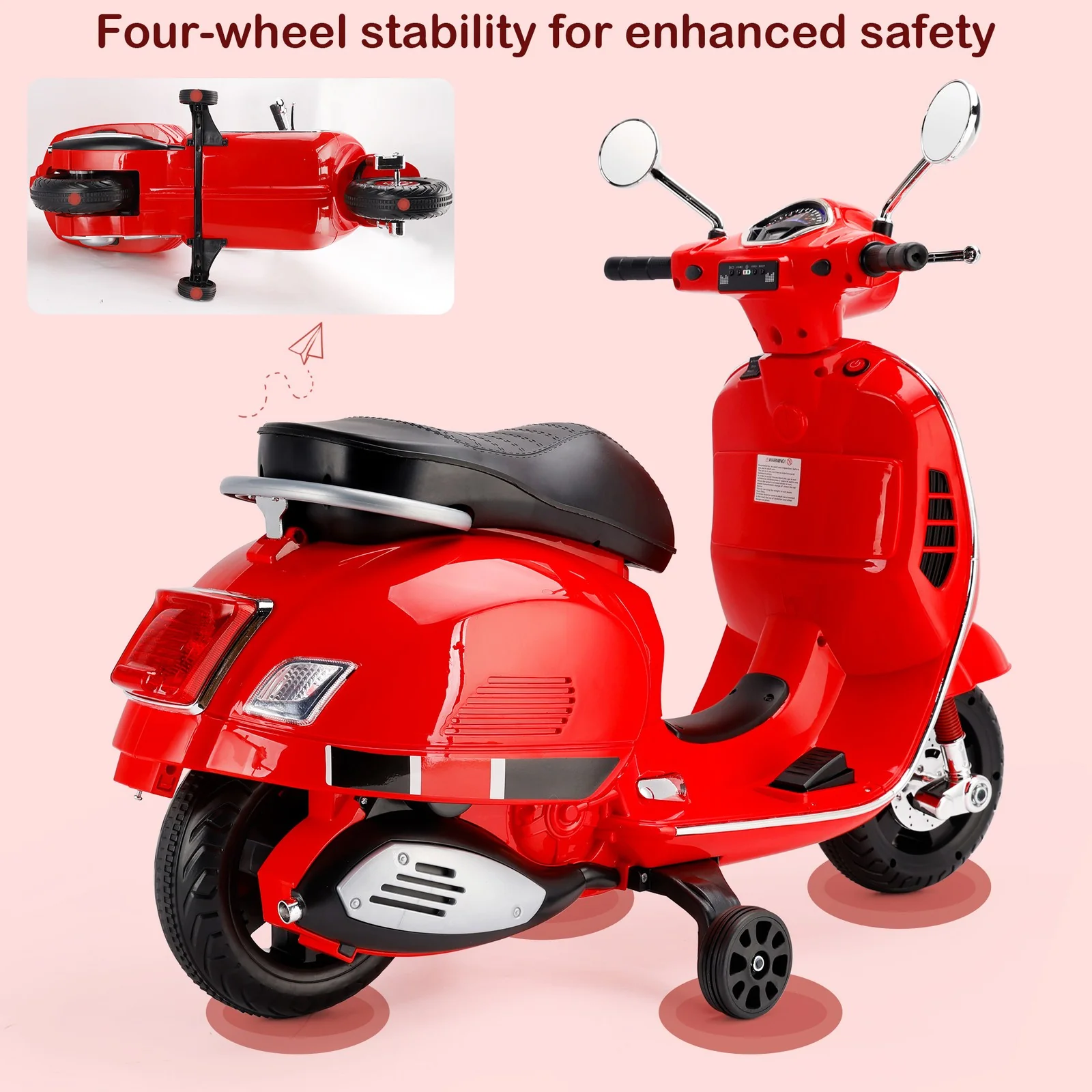 Electric 6V Red 3-Wheel Ride-On Motorcycle Toy for Kids - Image 5