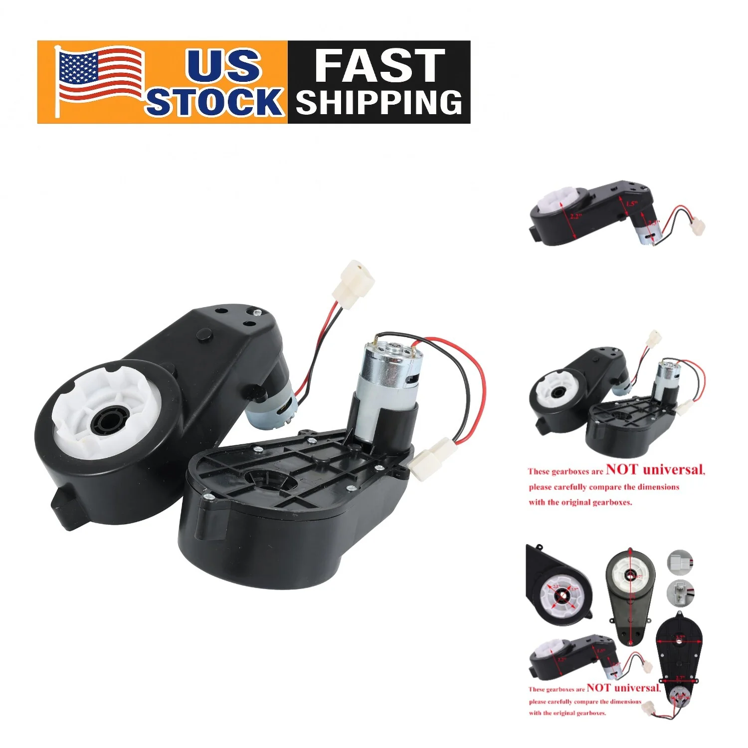 Durable 2-Piece Kids Electric Car Gearbox with Quick-Change Motor Installation