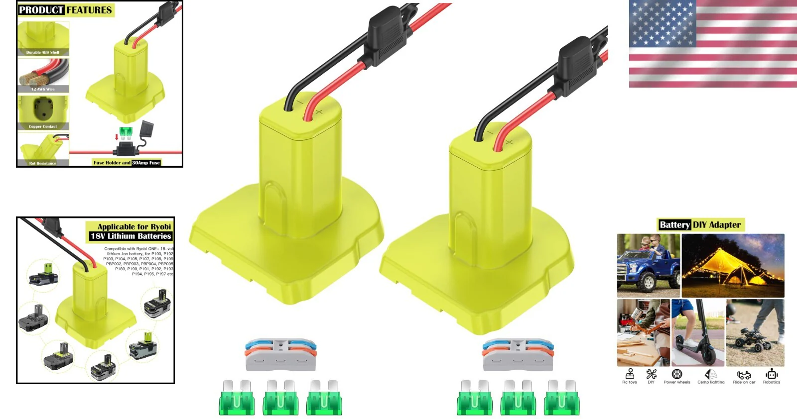 Durable ABS 2-Pack 18V Battery Adapter for DIY Projects and Toys - Image 2