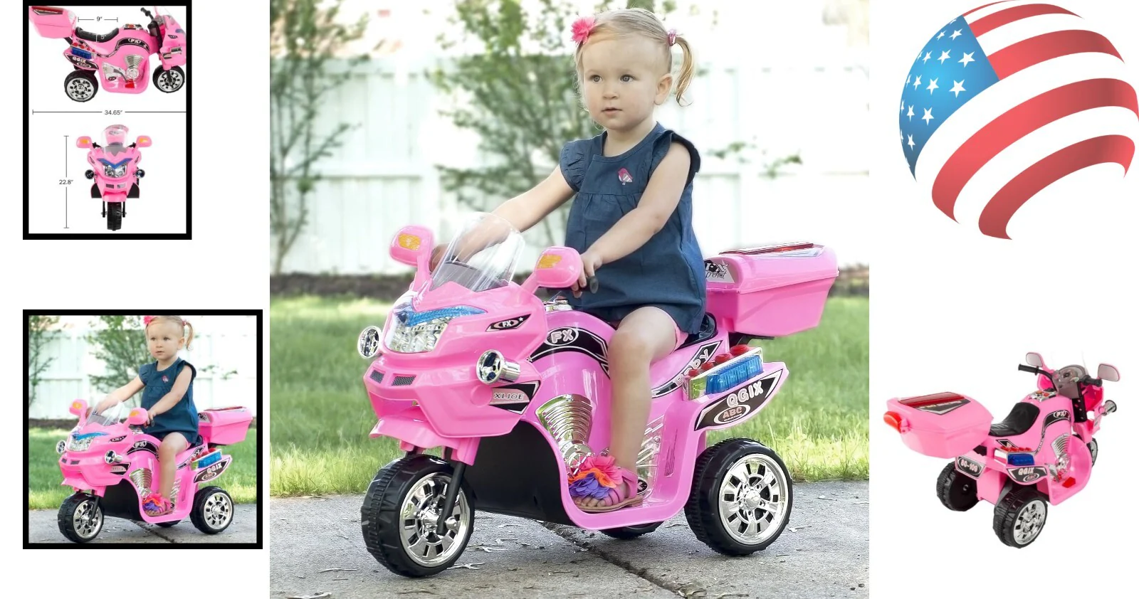 Durable Pink Electric 3-Wheel Motorcycle for Kids Ages 3-6 with Safe Design - Image 2