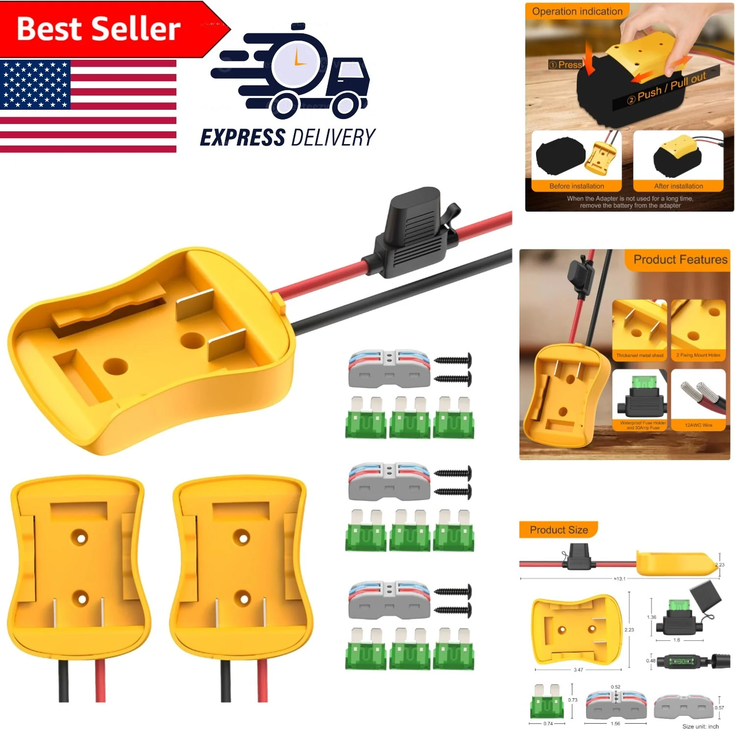 Durable Power Wheel Battery Adapter Set 20V Converter with Fuses and Connectors