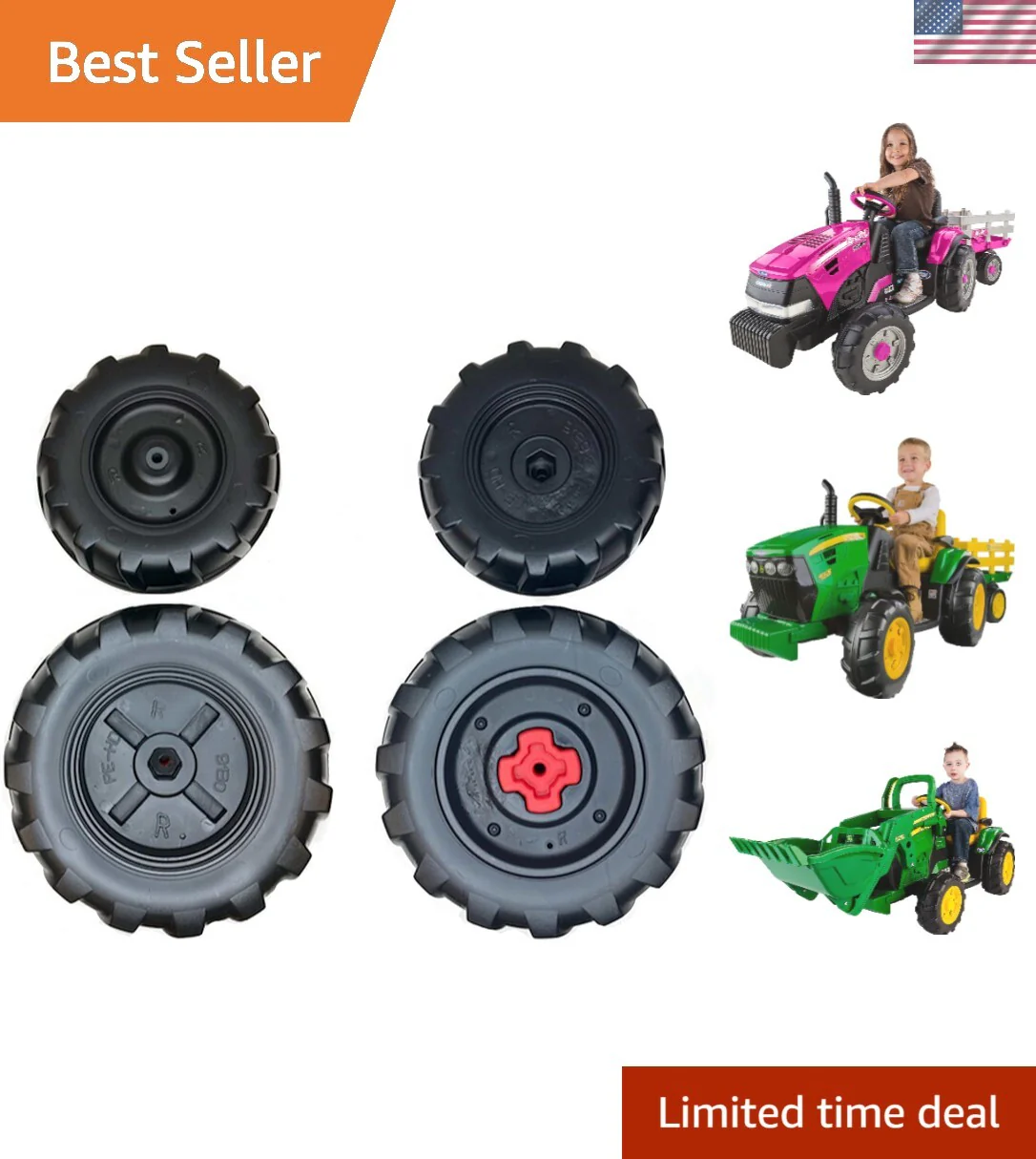 Heavy-Duty Black Wheel Set for John Deere Ground Loader Tractors
