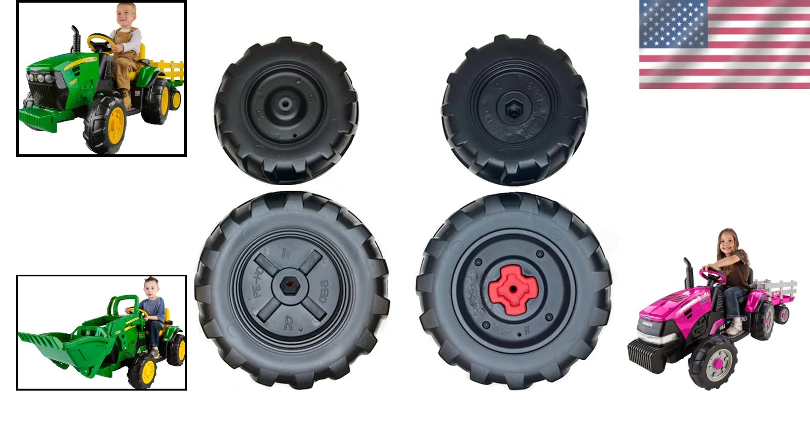 Heavy-Duty Black Wheel Set for John Deere Ground Loader Tractors - Image 2