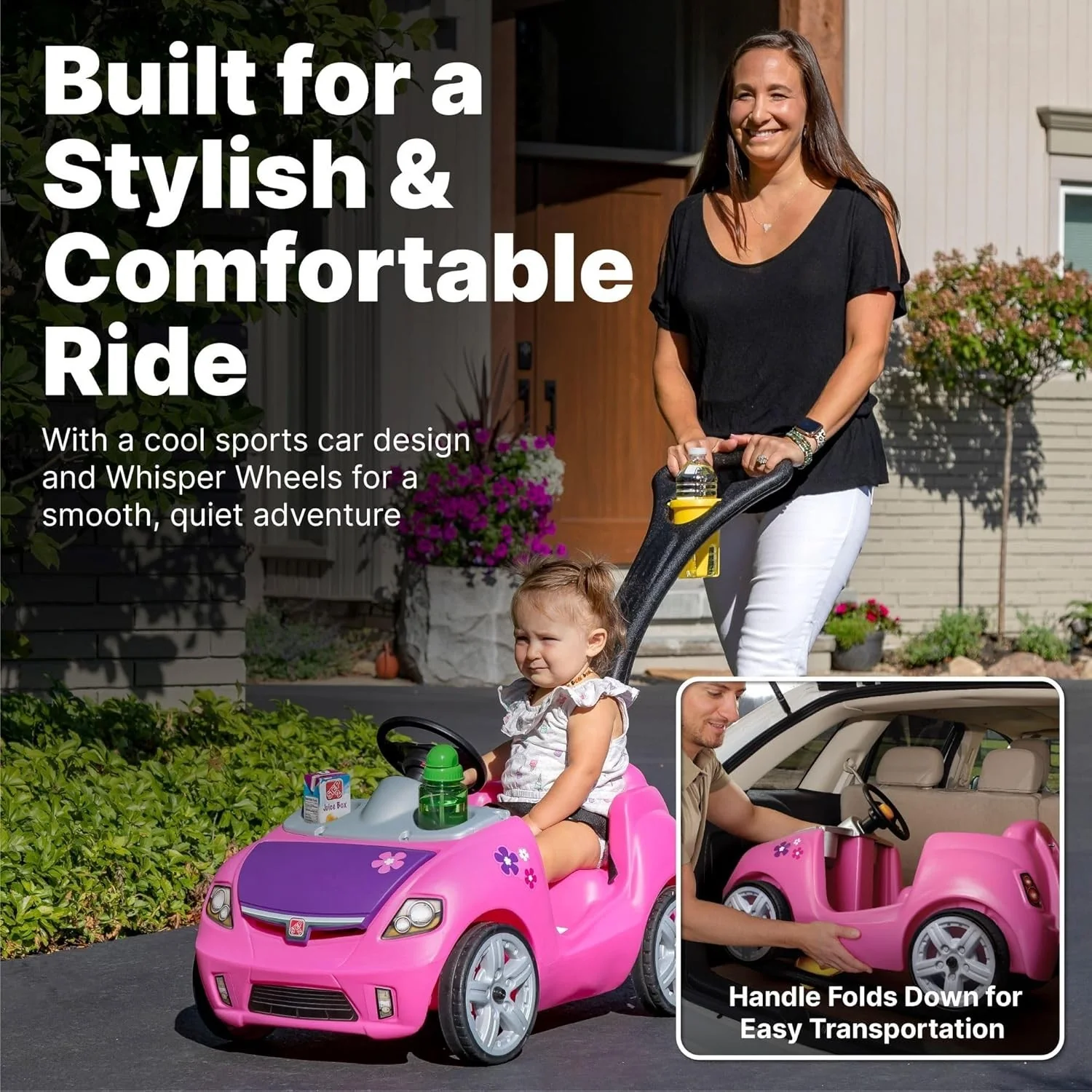 Durable Pink Whisper Ride II Toy Car with Seat Belt – Quiet Outdoor Play - Image 4
