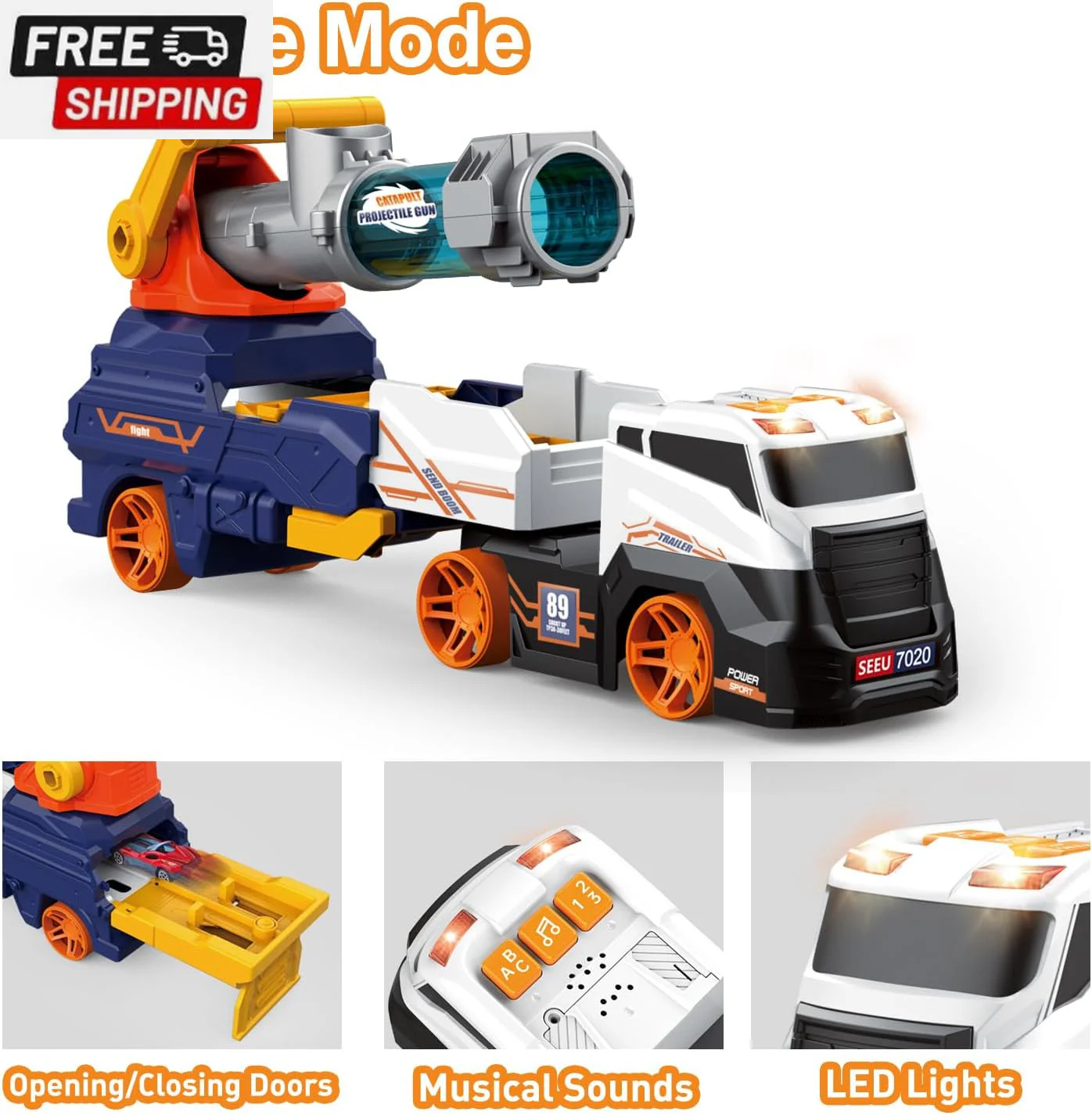 28-Inch Large Kids Truck Toy Set with 4 Race Cars and 6 Soft Vehicles - Image 3