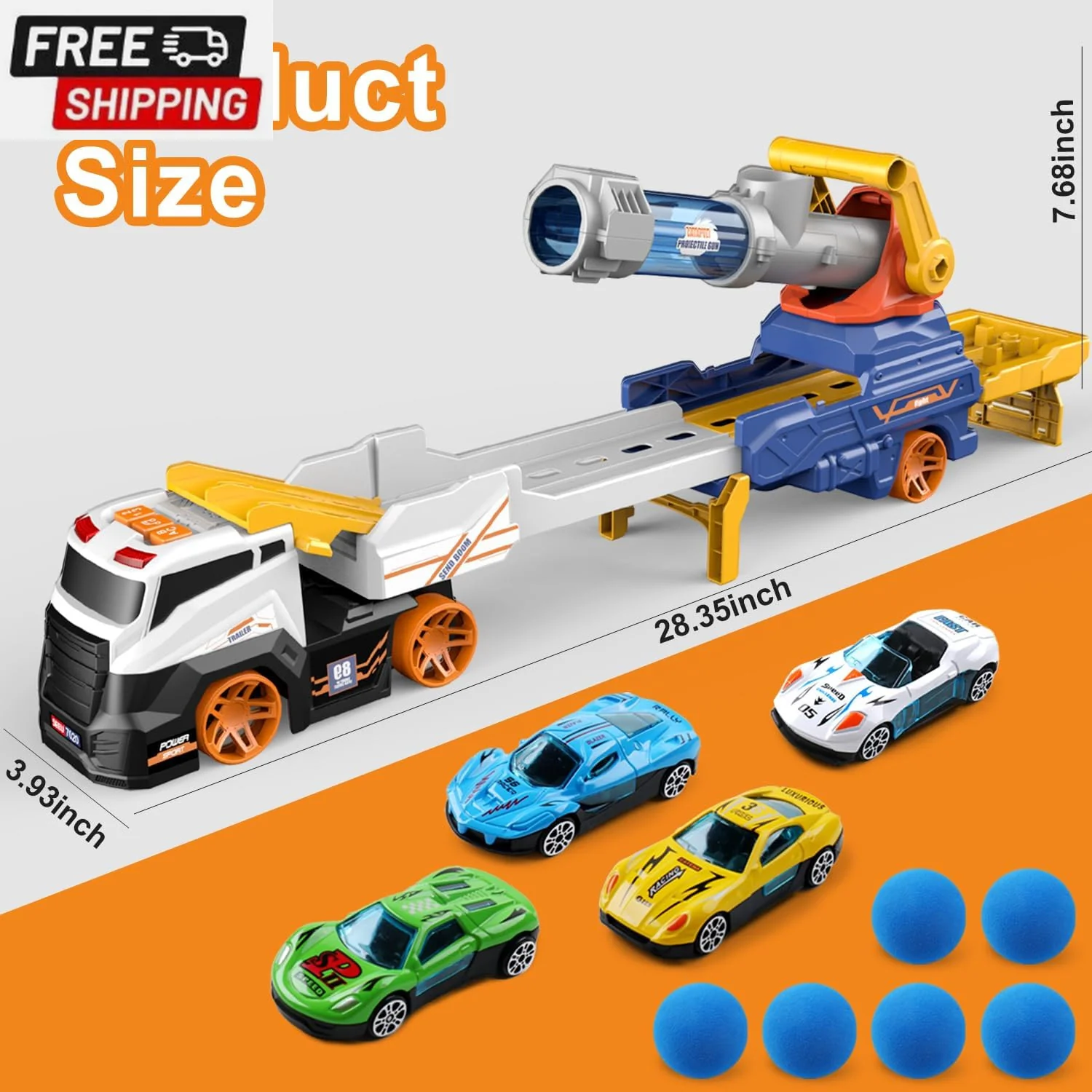 28-Inch Large Kids Truck Toy Set with 4 Race Cars and 6 Soft Vehicles - Image 6