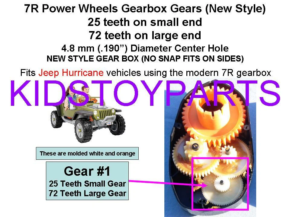 4x Gear Set #1 with 25/72 Teeth for Power Wheels and #7R Gear Compatible + 2 Extra Pieces - Image 9