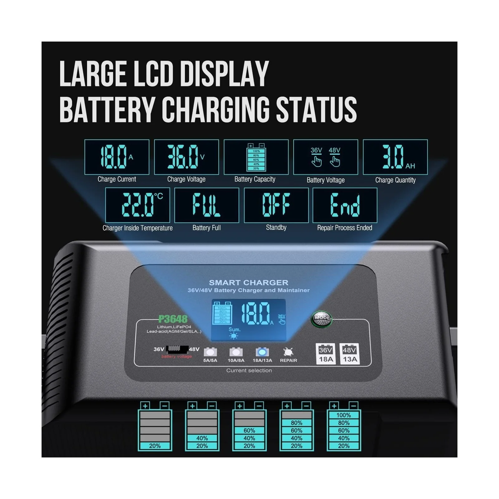 E-Z-GO Elite Lithium Golf Cart Battery Charger 36V 48V Smart Fully Automatic - Image 5