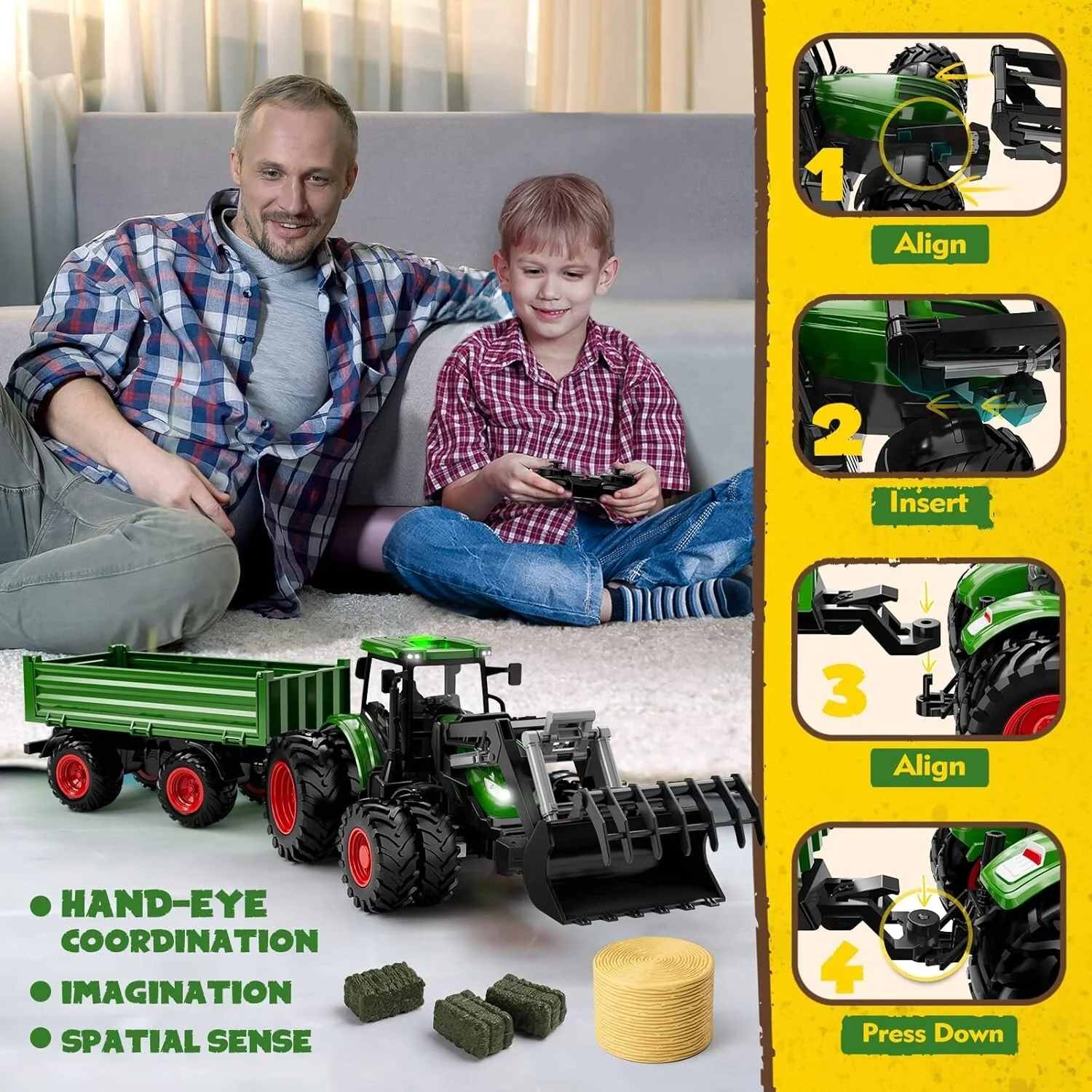 Educational RC Tractor Toy for Toddlers with 8 Wheels Suitable for Ages 3-9 - Image 4