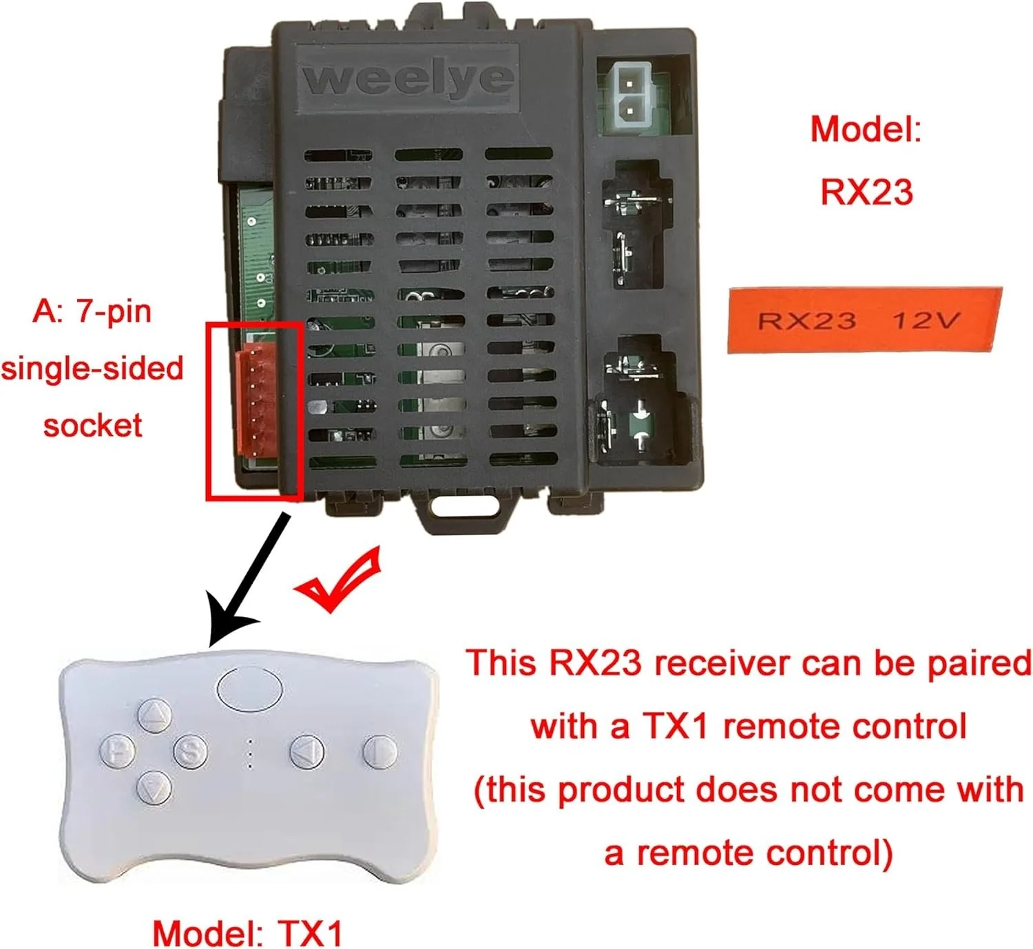 RX23 12V Control Box with 3-Speed Settings for Children's Ride-On Toys - Image 8