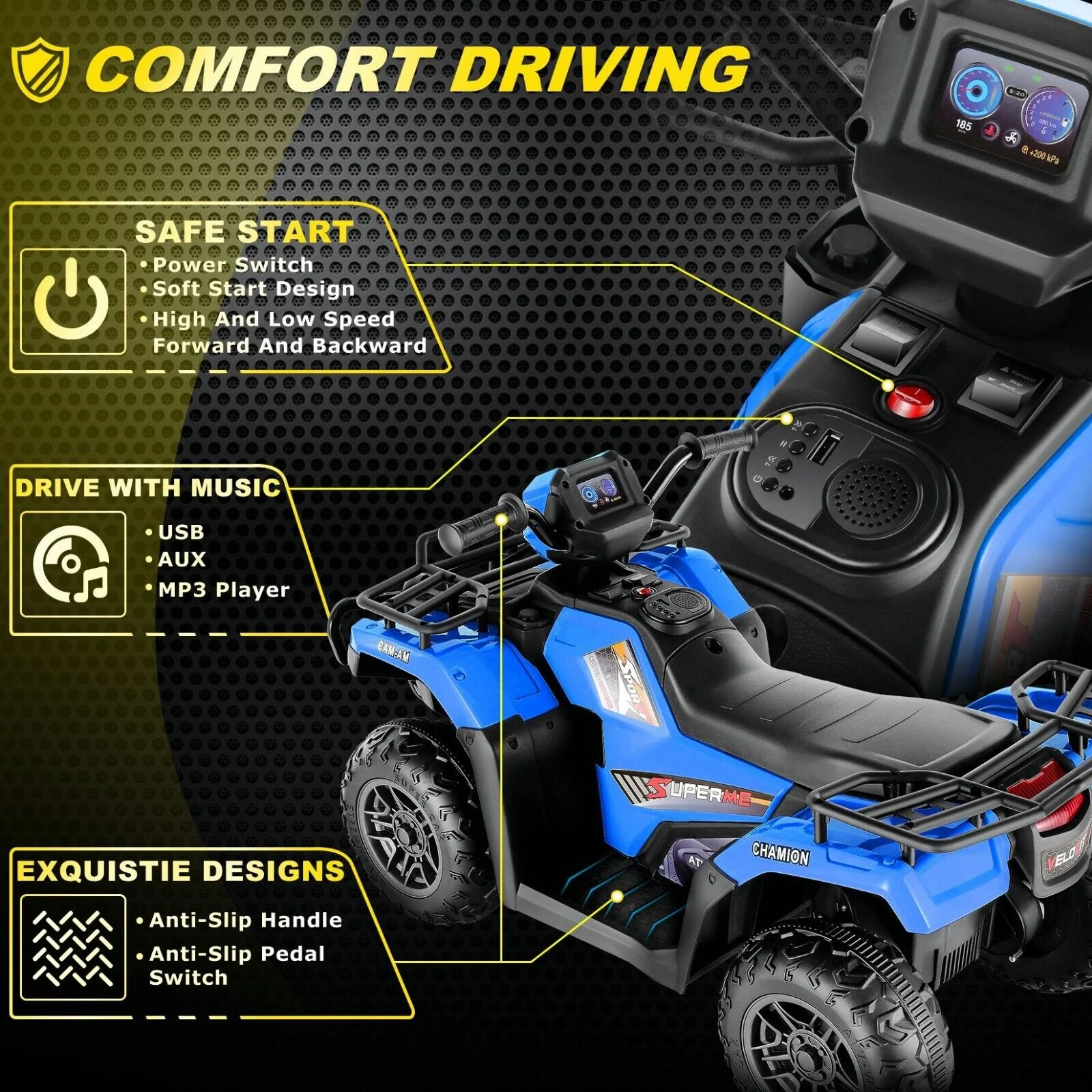 Electric 12V ATV Quad for Kids with 2 Speeds and 2x30W Motor - Image 62