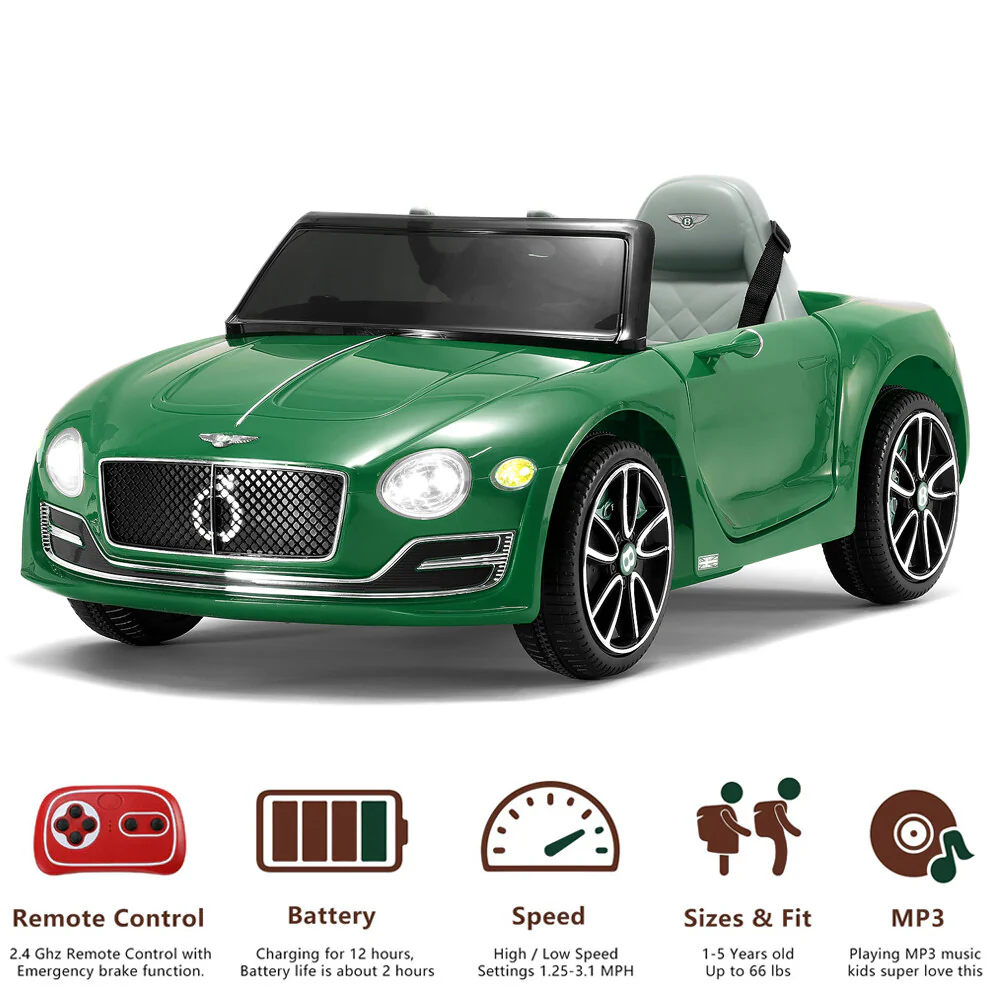 12V Electric Licensed Bentley Kids Ride-On Car with Remote Control and MP3 Player