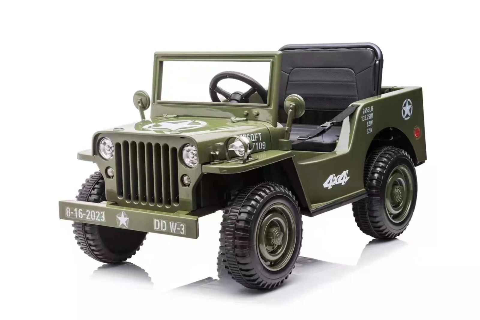12V Electric Jeep with Rubber EVA Tires, Remote Control, Bluetooth, and MP3 - Tan, Black, Green - Image 3