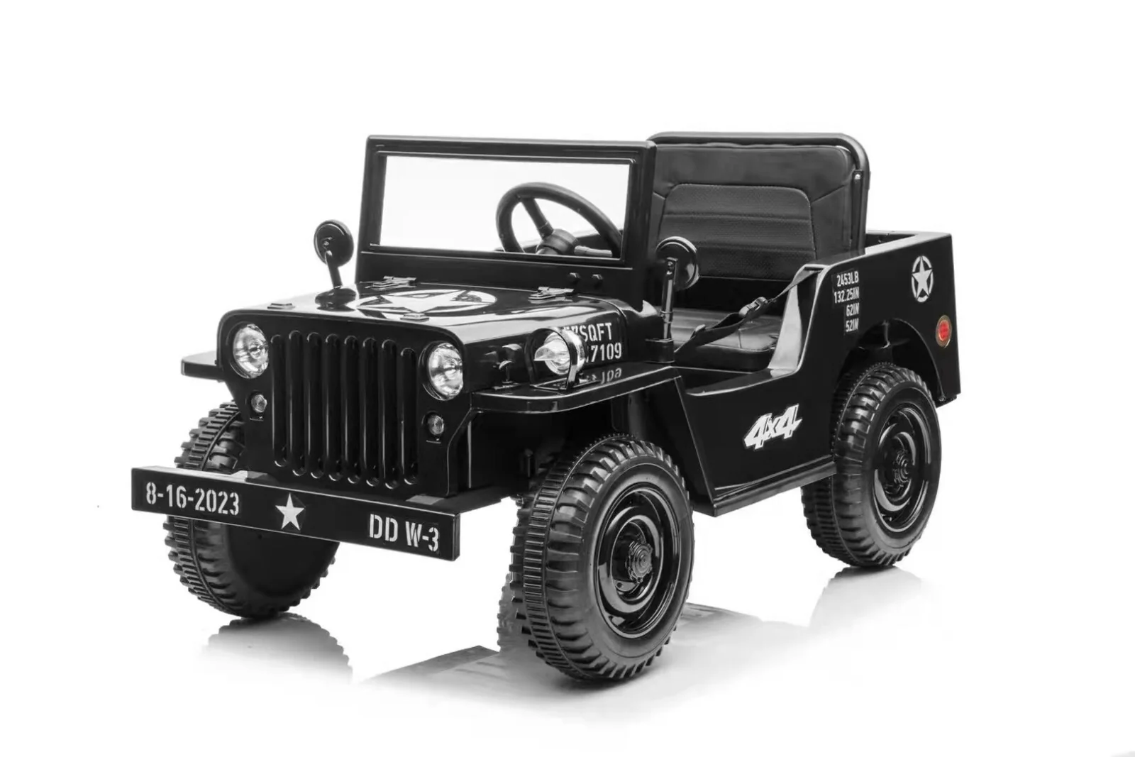 12V Electric Jeep with Rubber EVA Tires, Remote Control, Bluetooth, and MP3 - Tan, Black, Green - Image 6