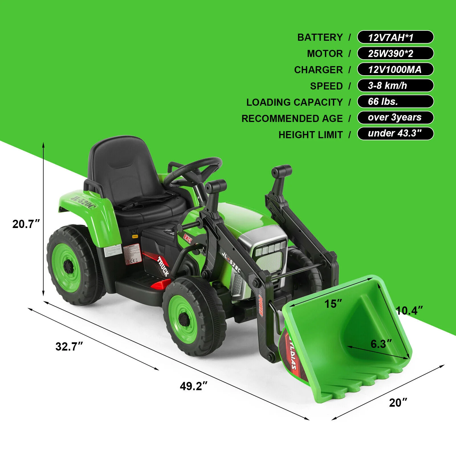 Electric 12V Kids Ride-On Excavator Truck with Music, Lights, and Remote Control - Image 2