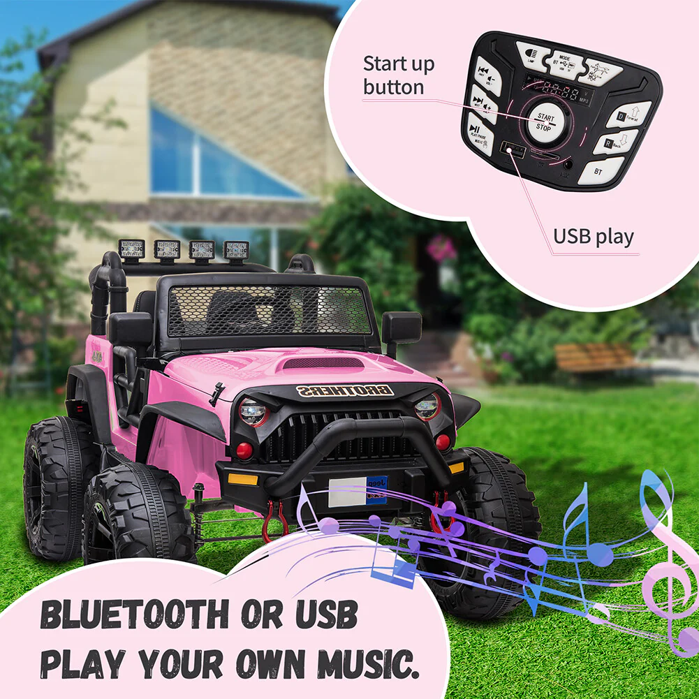 12V Electric Kids Ride-On Jeep Truck Car Toy with MP3, LED Lights, Remote Control, 2 Seats - Image 5