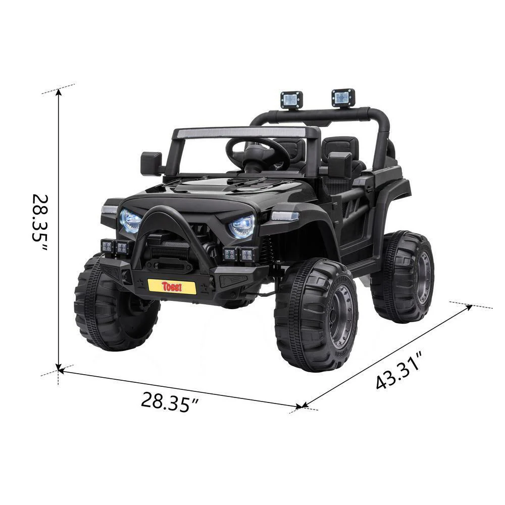 Electric 12V Off-Road Car with Remote Control - Black - Image 6