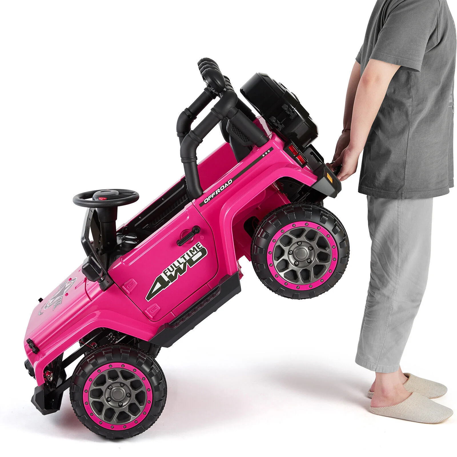 Electric 12V Pink Kids Ride On Jeep with USB, LED, Bluetooth, and RC Control - Image 23