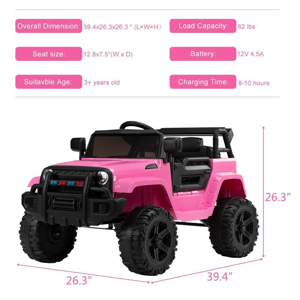 Electric 12V Pink Kids Ride-On Truck with 2.4G Remote Control and 3 Speed Modes - Image 10