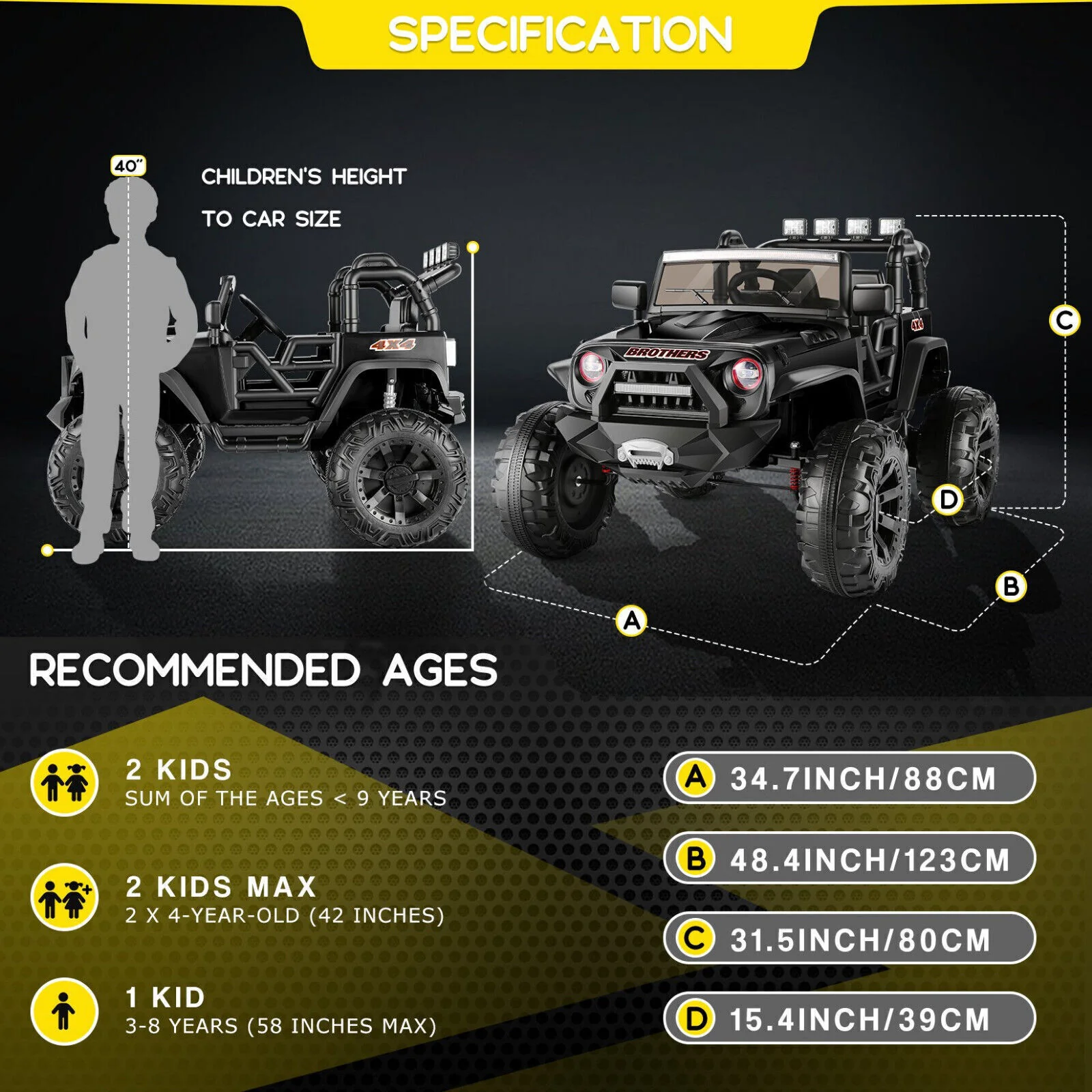 Electric 2-Seater Jeep for Kids with 400W Motor and LED Lights - 24V Ride-On Truck Car - Image 12