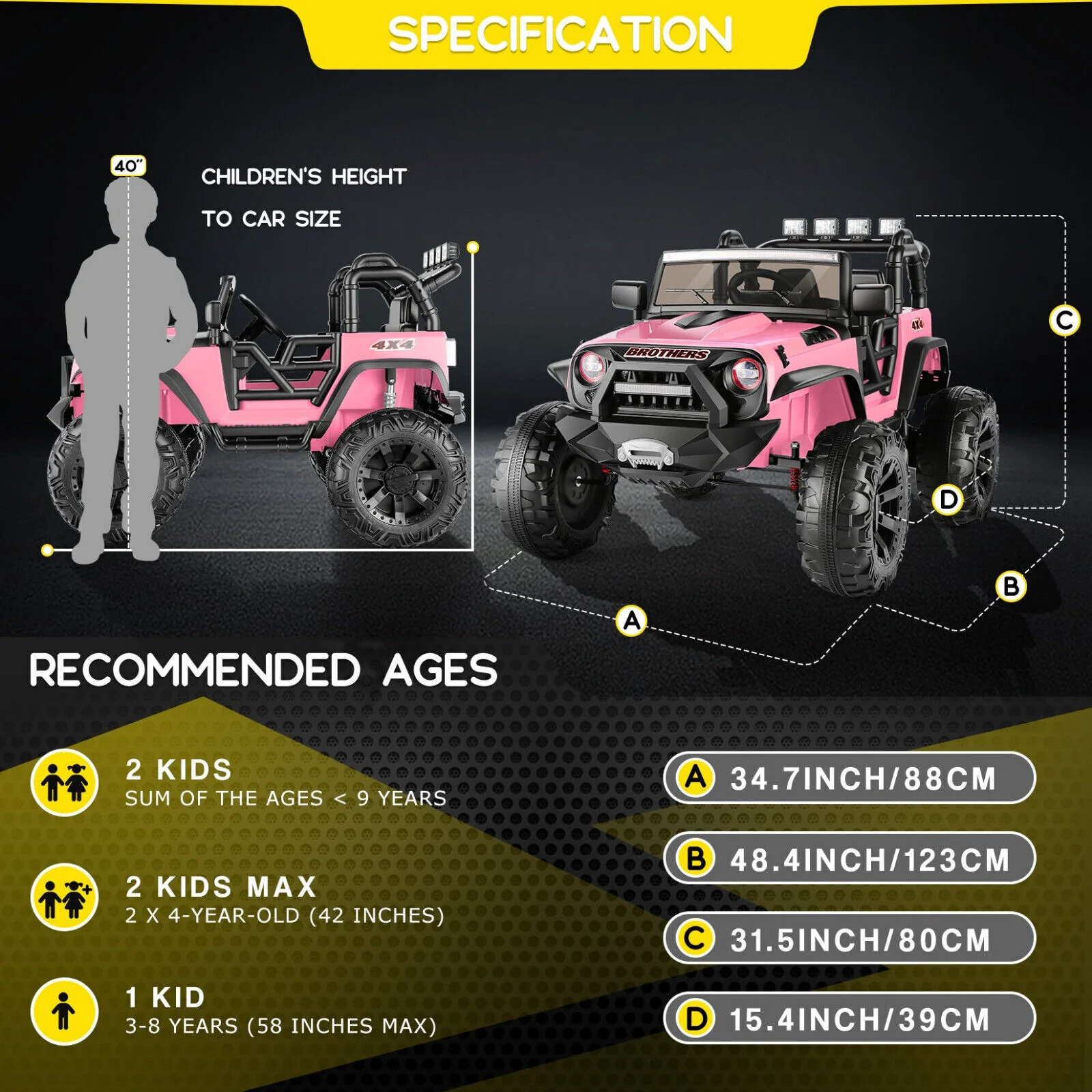 Electric 2 Seater Kids Ride On Truck with Remote Control and Powerful 200W Motors - 3 Speed Options and Long-Lasting Battery - Image 34