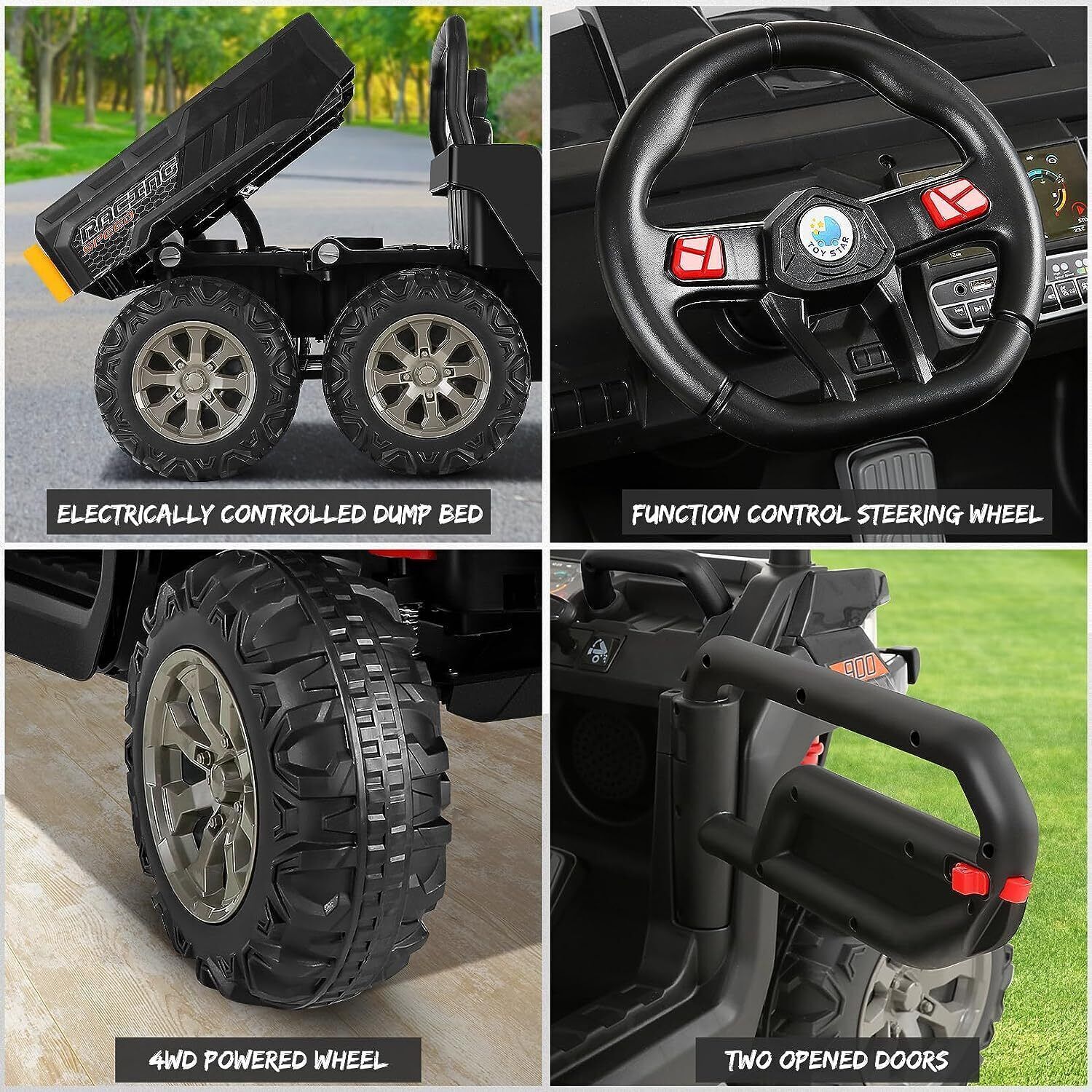 Electric 2 Seater Ride On Car with Dump Trailer - 24V Battery Powered 4WD Toy Tractor - Image 7