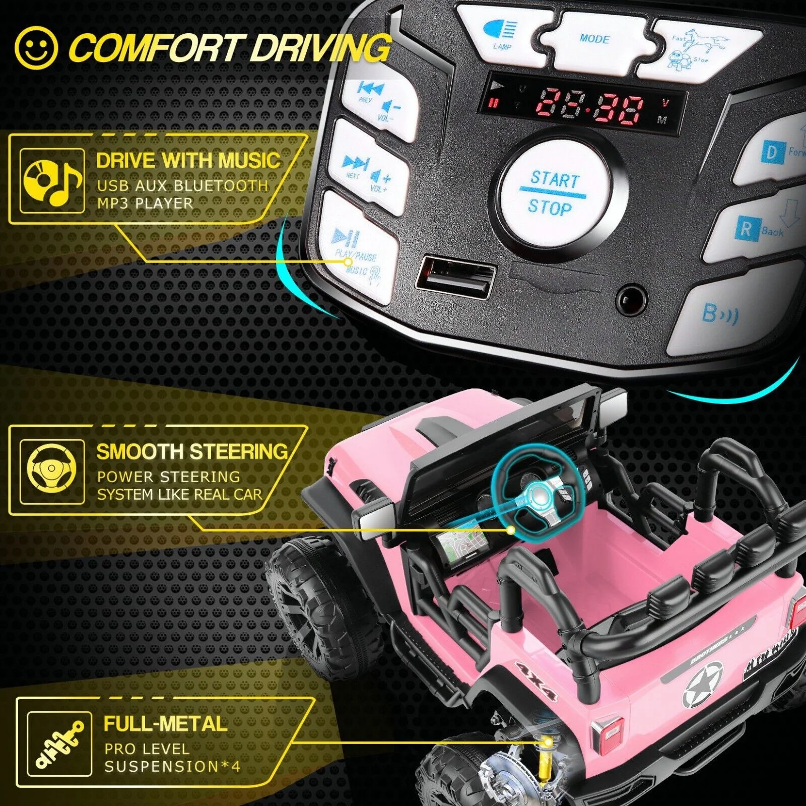 Electric 2-Seater Truck Toy for Kids with Remote Control - 2x200W 24V Power - Image 41