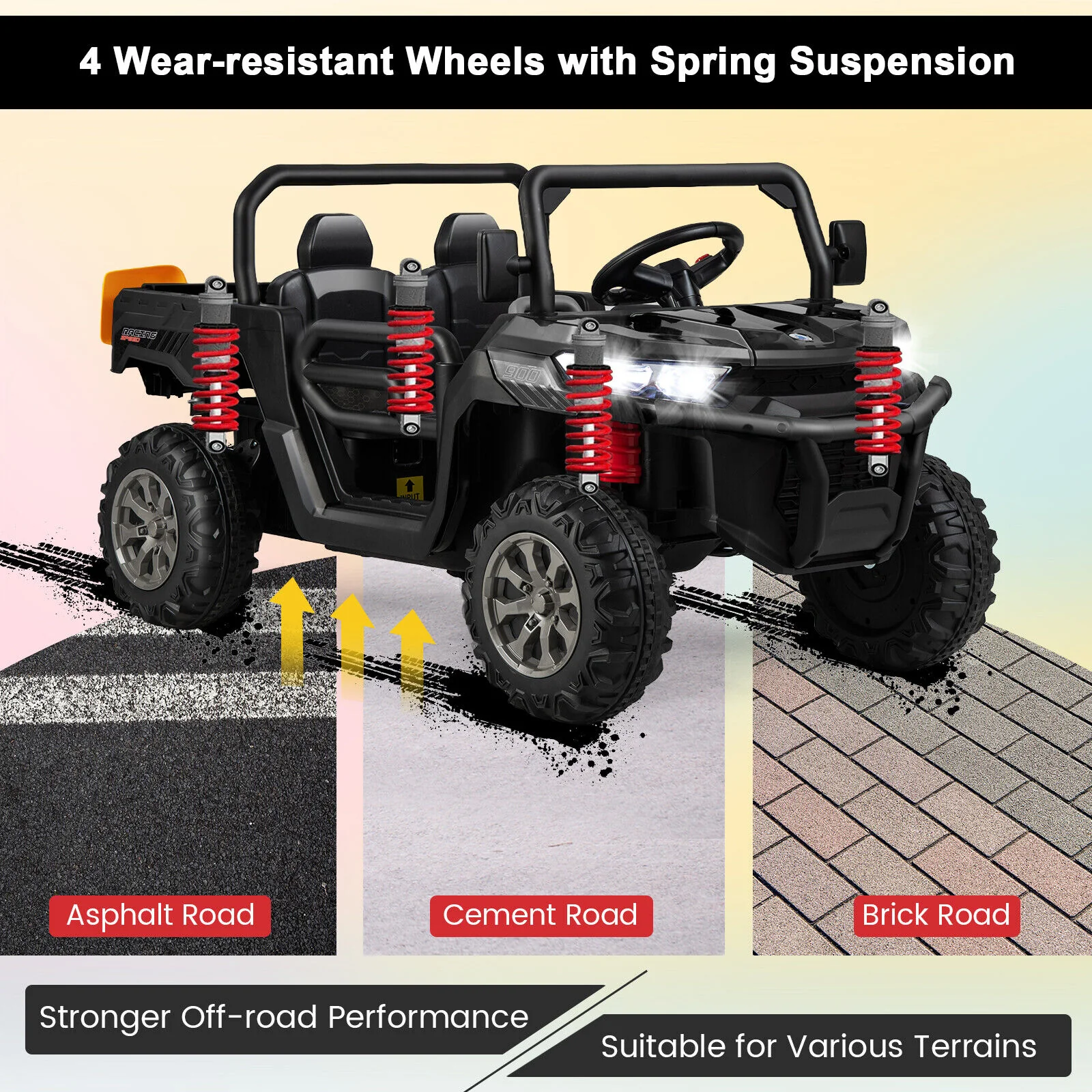 Electric 2 Seater UTV Dump Truck with Remote Control, Dump Bed, and Shovel - Black - Image 8