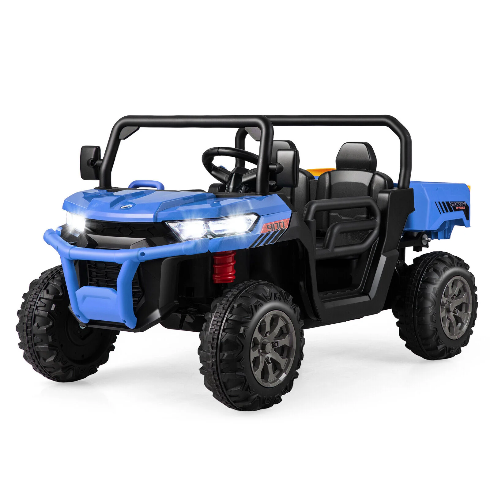 Electric 2 Seater UTV Dump Truck with Remote Control, Dump Bed, and Shovel - Blue - Image 11