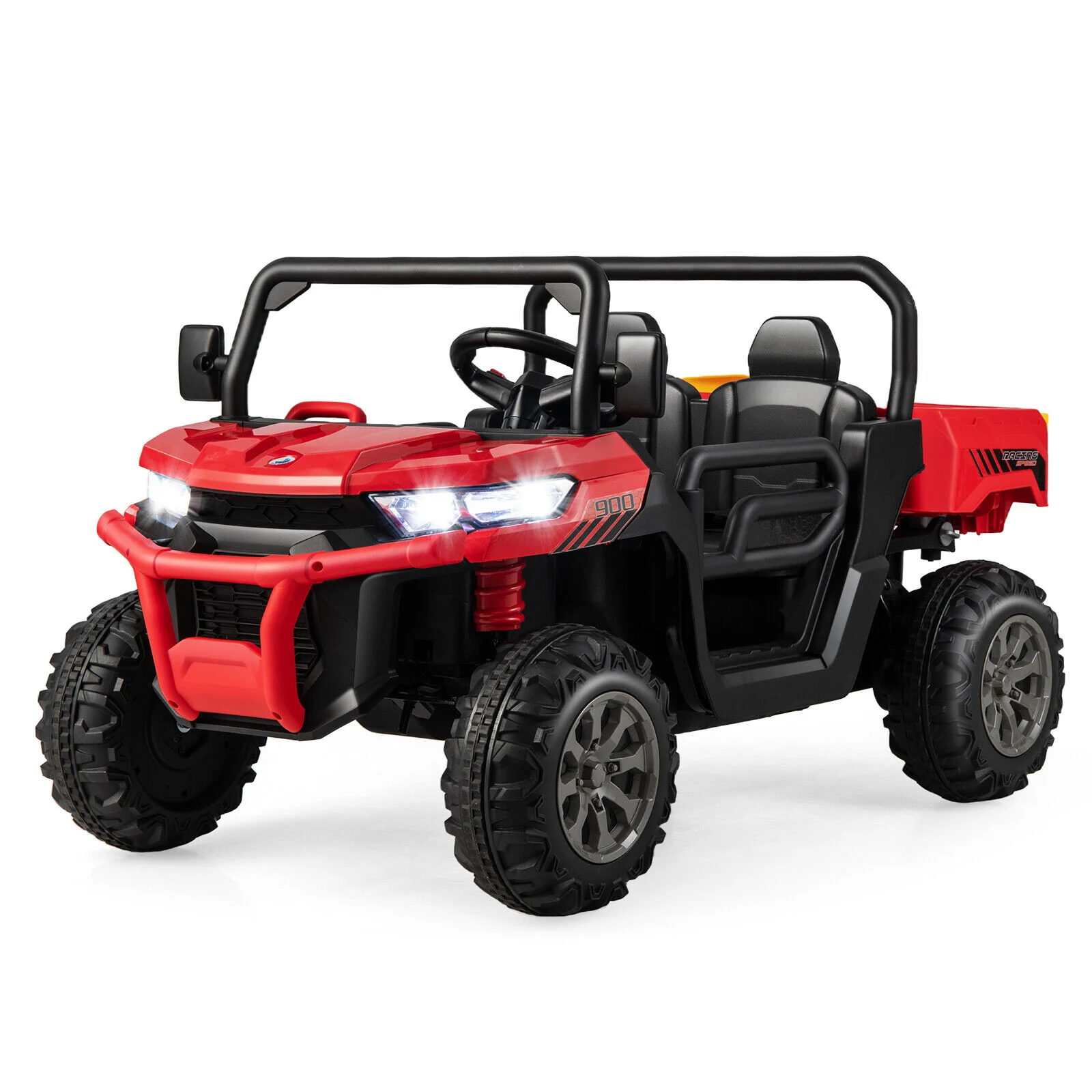Electric 2 Seater UTV Dump Truck with Remote Control, Dump Bed, and Shovel - Red - Image 10