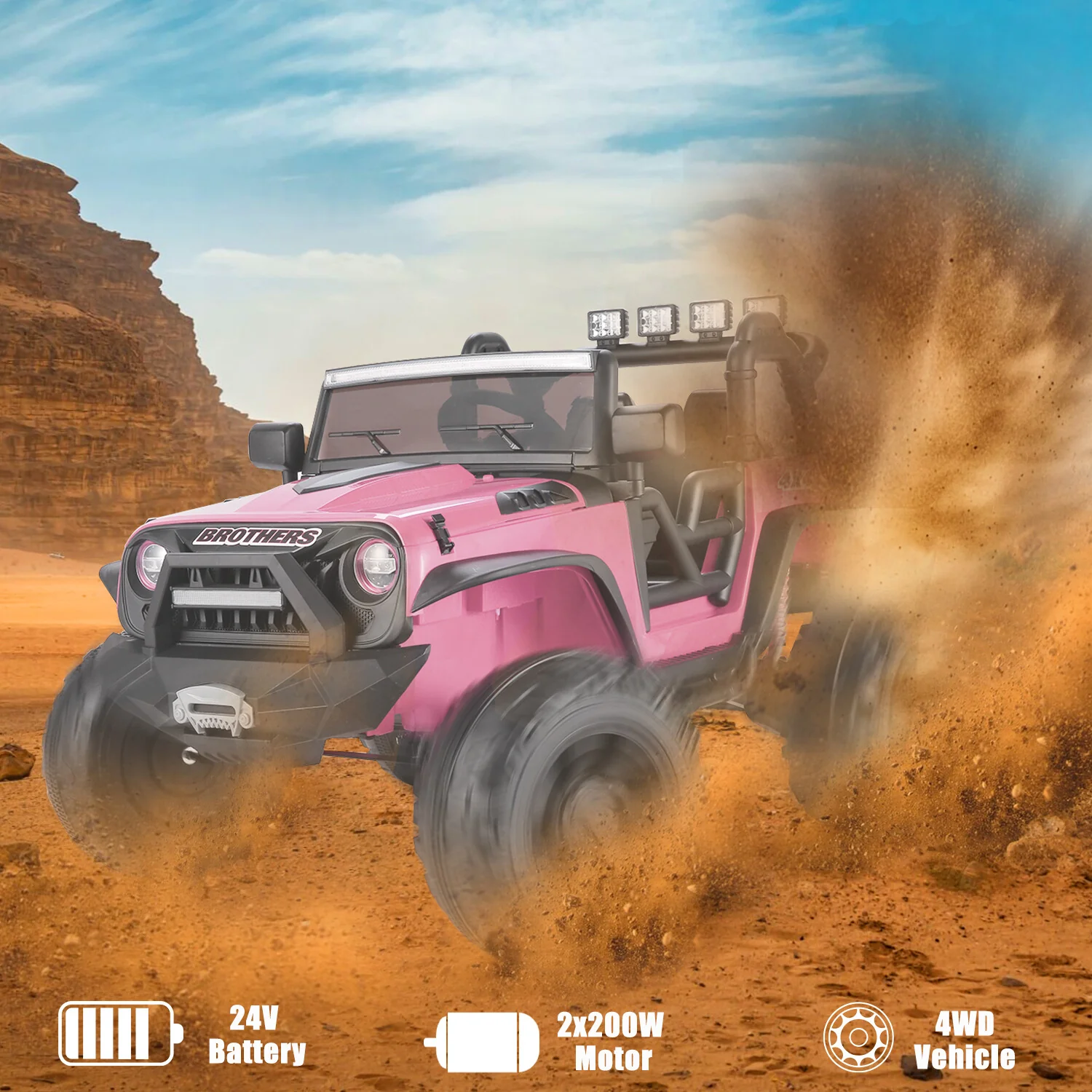 24V Electric Kids Ride-On Jeep Truck with MP3, LED Lights, Remote Control, 400W Motor - Image 16