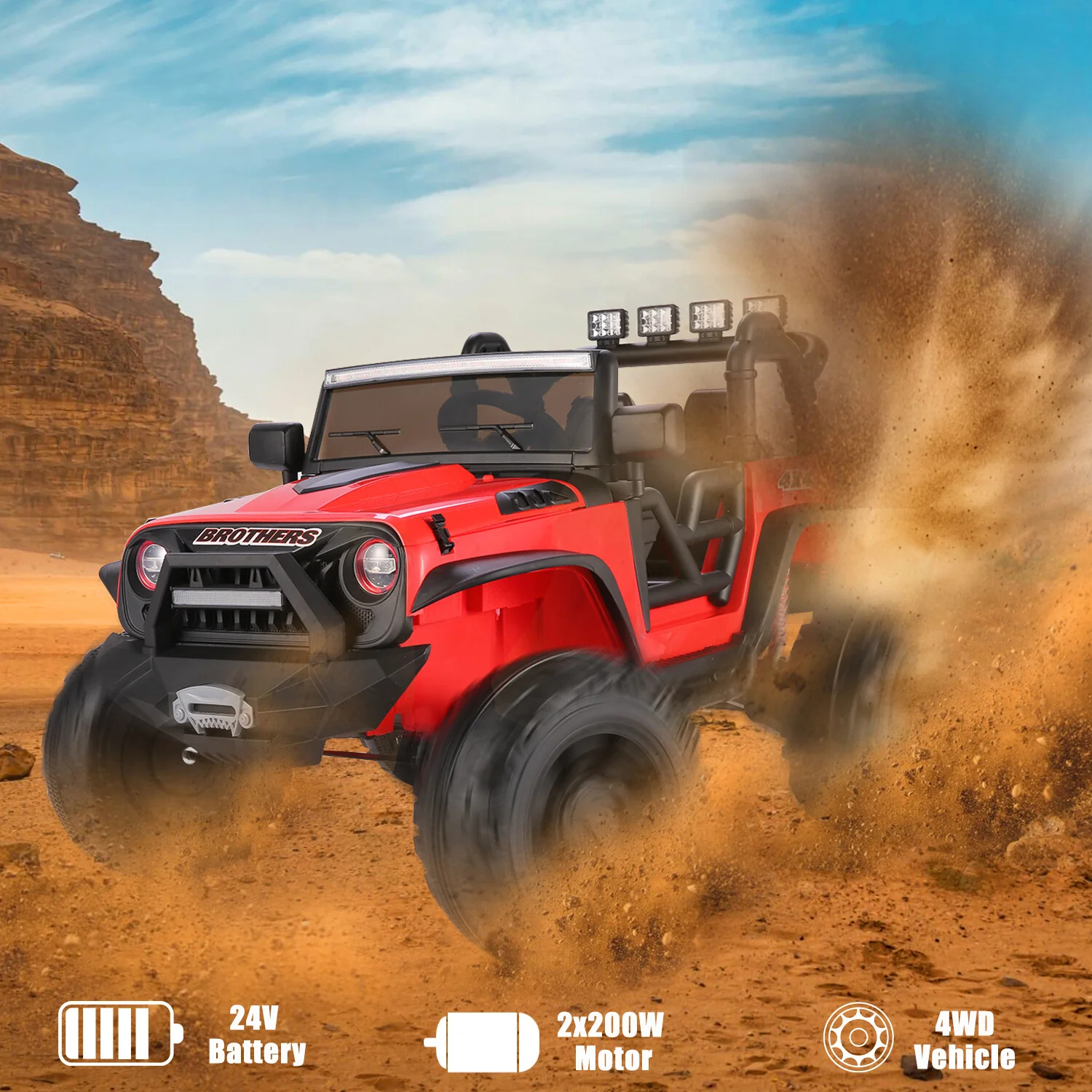 24V Electric Kids Ride-On Jeep Truck with MP3, LED Lights, Remote Control, 400W Motor - Image 26