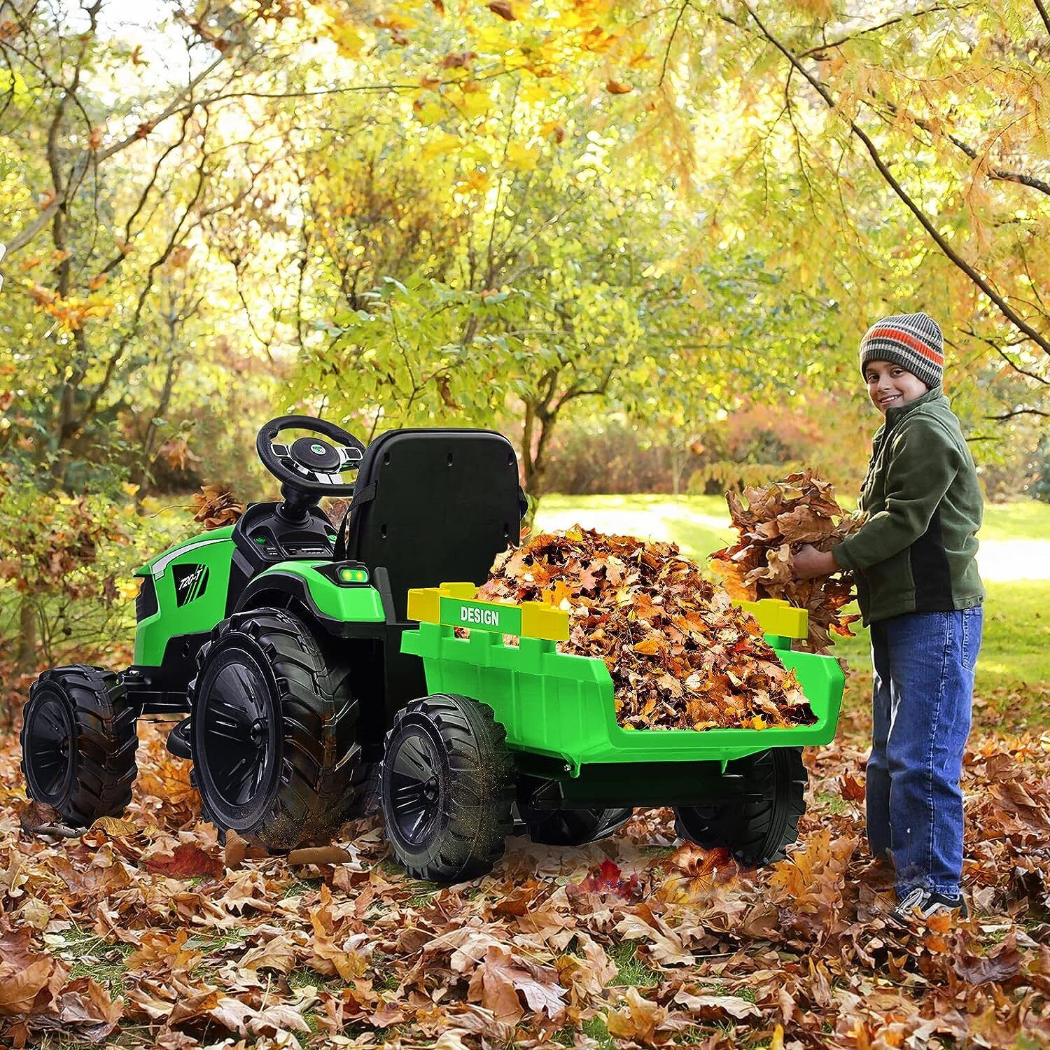 Electric 24V Tractor with Trailer and LED Music - 3-in-1 Kid Ride On Excavator Bulldozer - Image 4
