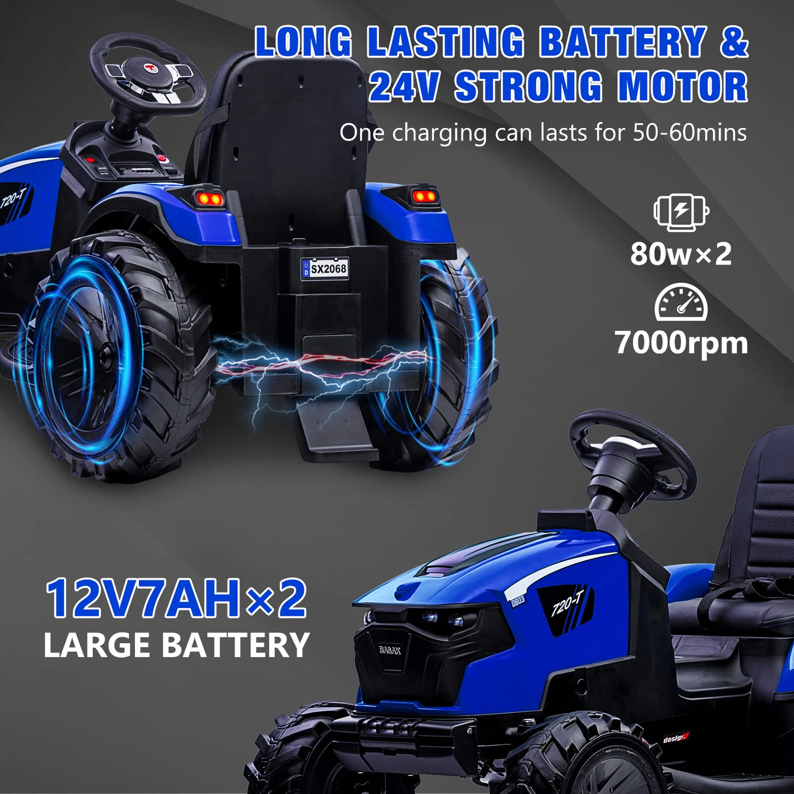 Electric 3-in-1 Kids Ride On Tractor with Remote Control - Excavator, Bulldozer, and 24V Power - Image 20