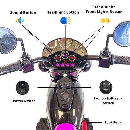 Electric 3-Wheel Chopper Motorcycle Toy for Kids with LED Headlights - Image 3