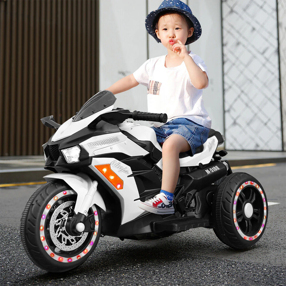 Electric 3-Wheel Kids Motorcycle with Rechargeable Battery - White - Image 4