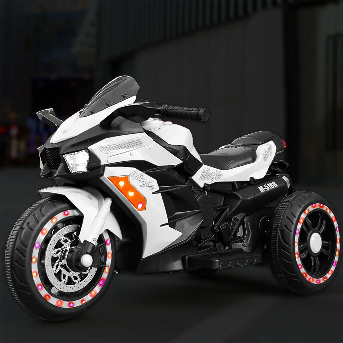Electric 3-Wheel Kids Motorcycle with Rechargeable Battery - White - Image 5