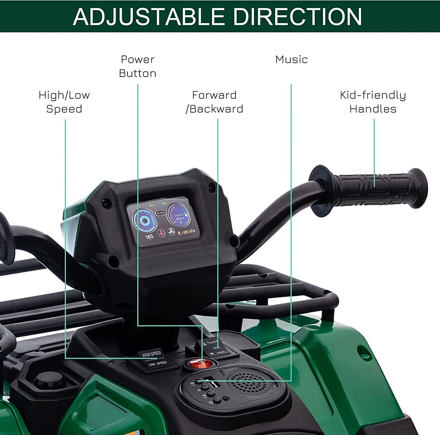 Electric 4-Wheeler ATV Quad for Kids with LED Lights, AUX Port, and USB - Image 47
