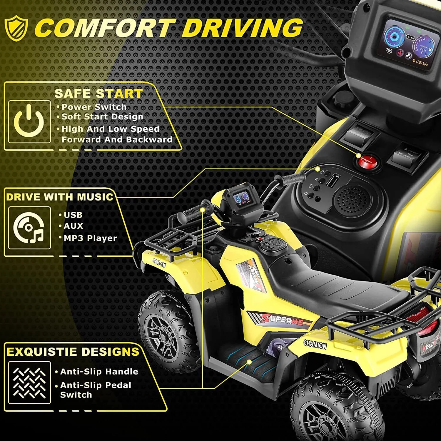 Electric 4-Wheeler ATV Quad for Kids with LED Lights, USB and MP3 Player - Suitable for Boys and Girls Aged 17 Months and Up - Image 61