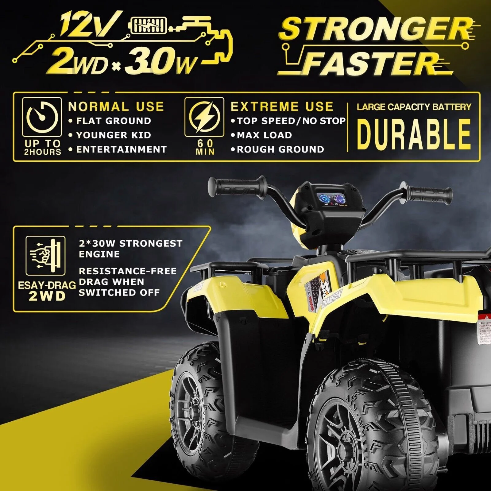 Electric 4-Wheeler ATV Quad for Kids with LED Lights, USB and MP3 Player - Suitable for Girls and Boys Aged 09 - Image 42