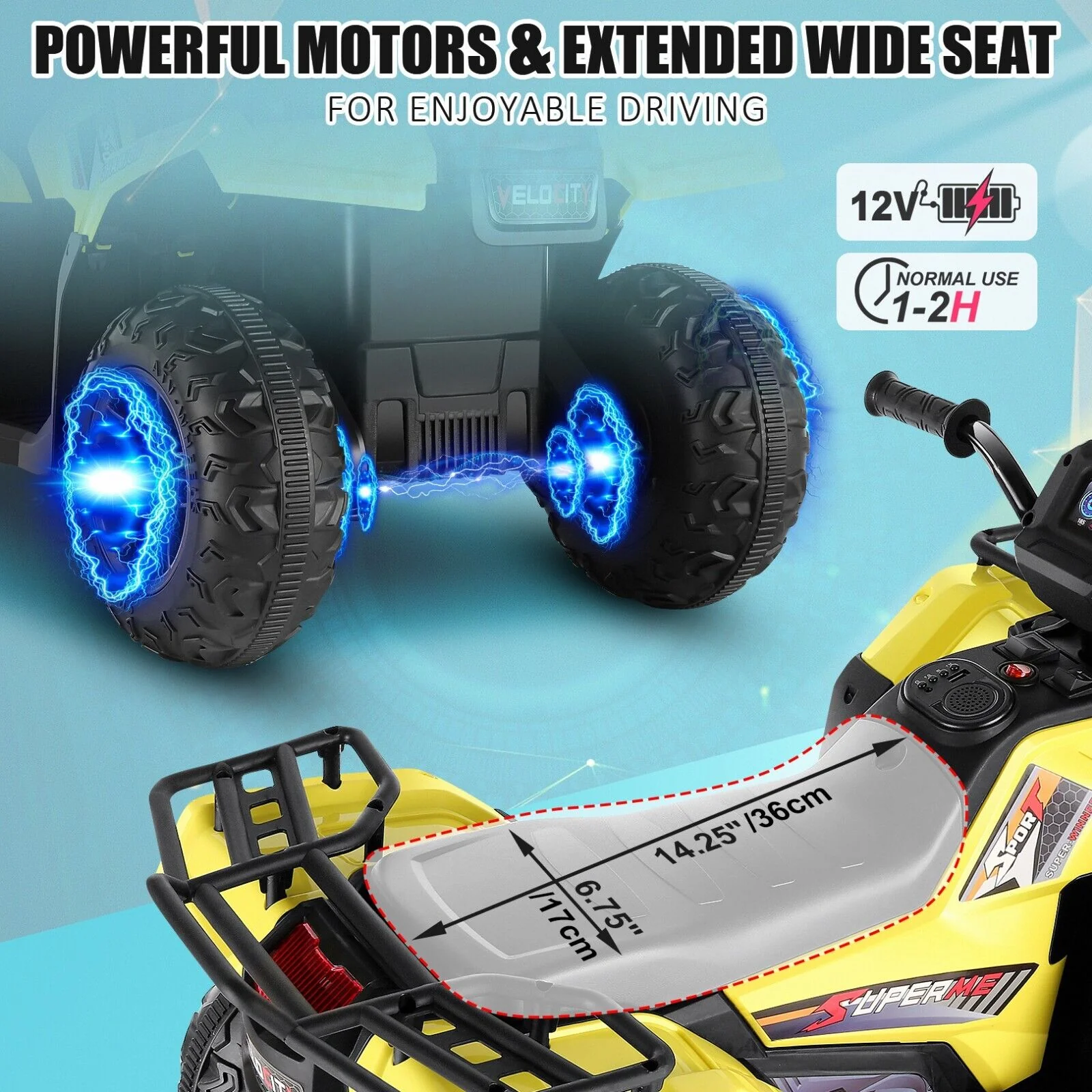 Electric 4-Wheeler ATV Quad Ride-On Car for Kids with LED Lights and MP3 Player - Perfect Gift for Boys and Girls (12V) - Image 46