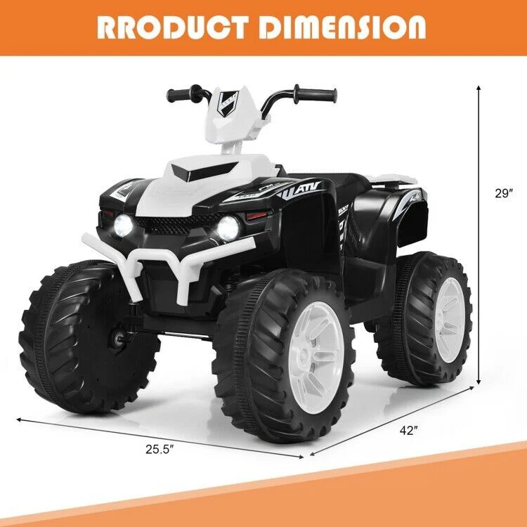 Electric 4-Wheeler ATV Quad Ride On Car for Kids with LED Lights and Music - White - Image 5