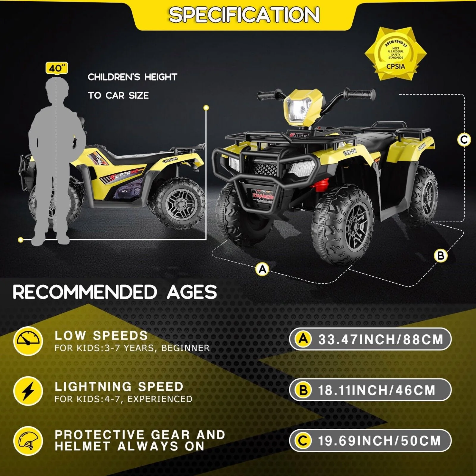 Electric 4-Wheeler Kids Ride on Car with LED Lights and MP3 Player - 12V 40W Battery-Powered ATV for Kids - Image 56