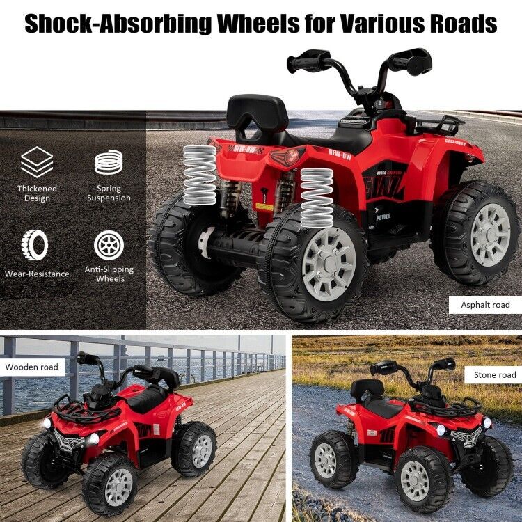 Electric 4-Wheeler Quad Car for Kids with MP3 and Headlights - Red - Image 7