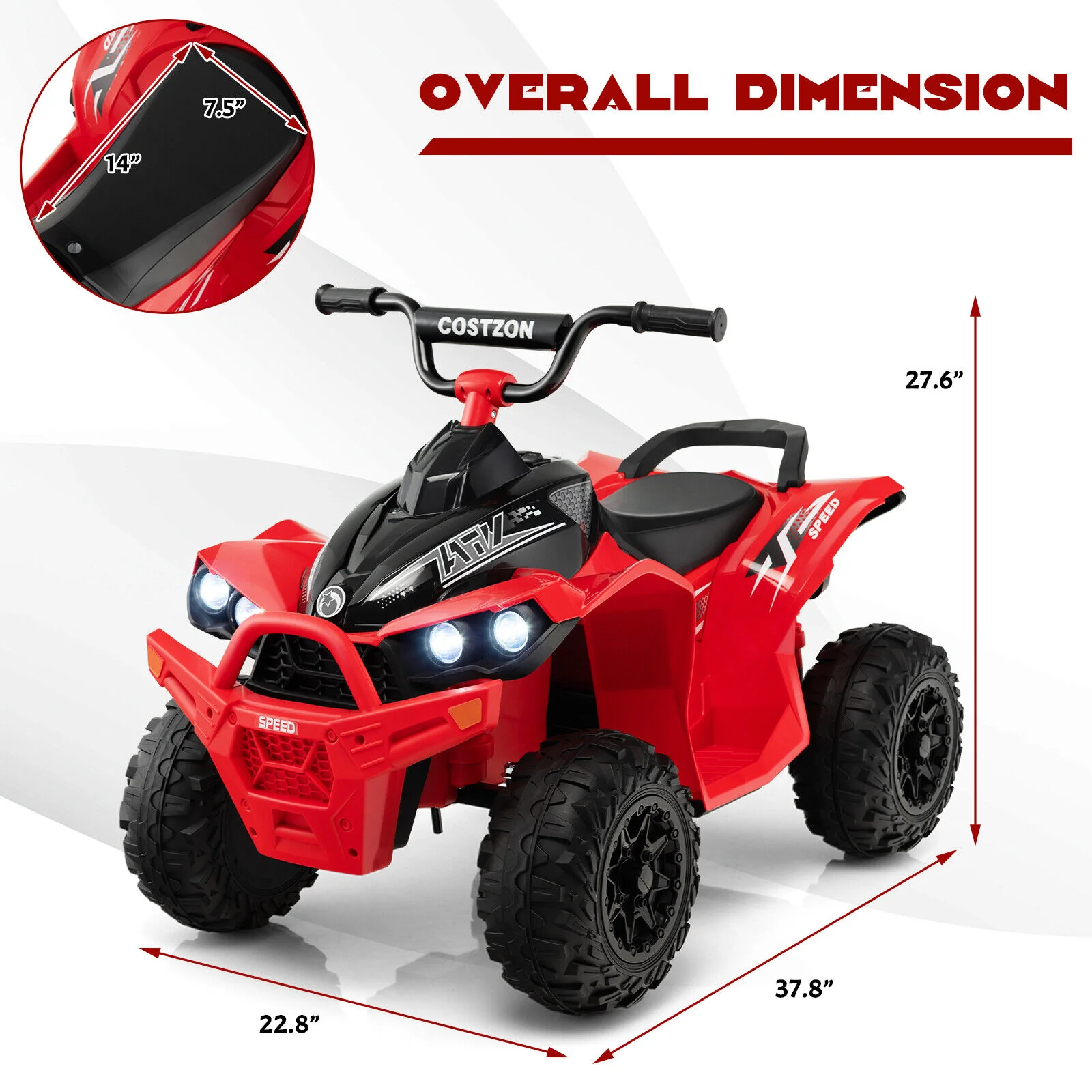 Electric 4-Wheeler Quad Car for Kids with MP3 Player and Lights - 12V Battery Powered - Image 2